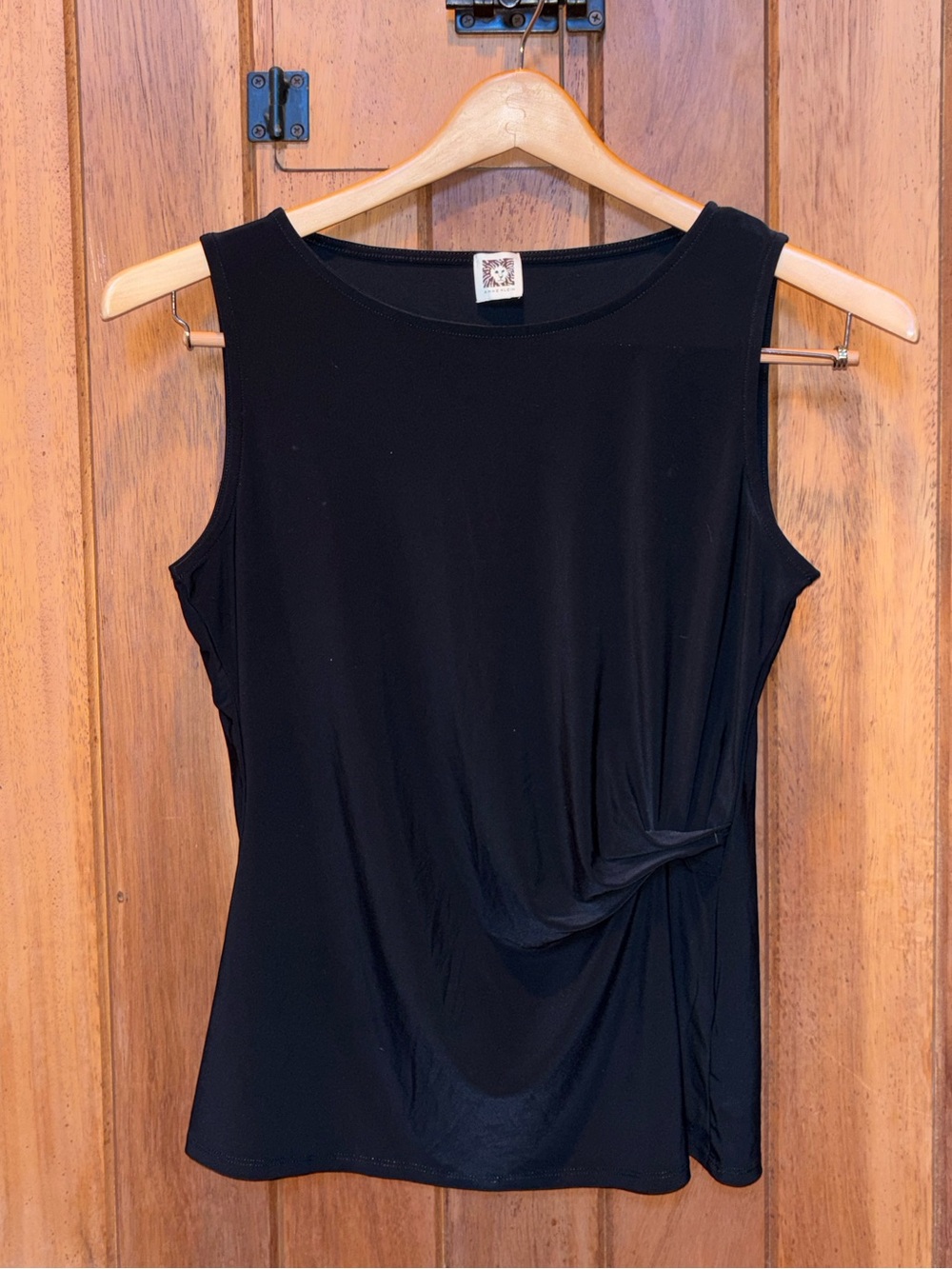 Anne Klein Black Sleeveless Knot Detail Top